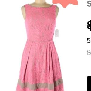 Pink and cream cocktail dress with pockets